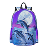 Mochila de 16 pulgadas Fantasy Galaxy Moon Dolphins Mochila