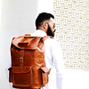 Mochila de cuero vintage para hombre, bolso para portátil de