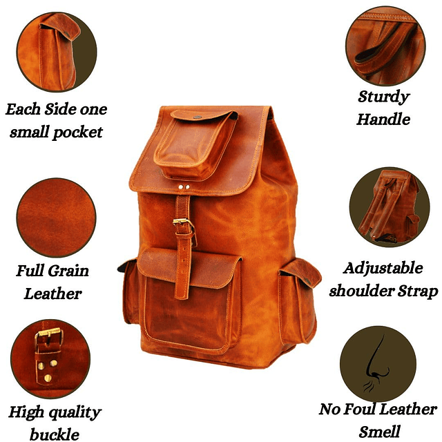 Mochila de cuero vintage para hombre, bolso para portátil de