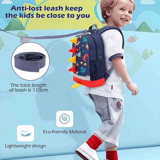 Mochila para niños pequeños con diseño de dinosaurio preesco