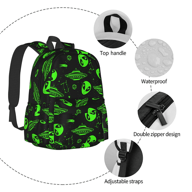 Mochila escolar multiusos con diseño de estrella alienígena,