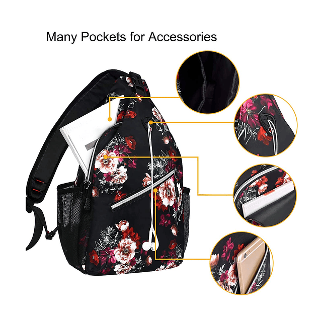 Mochila con bandolera de 13 pulgadas, mochila multiusos para