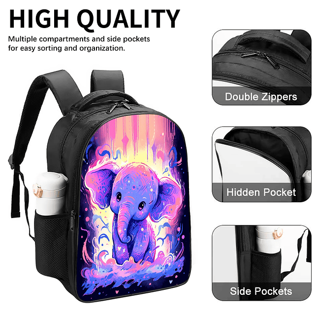 Mochila escolar para niños con diseño de elefante, para pree