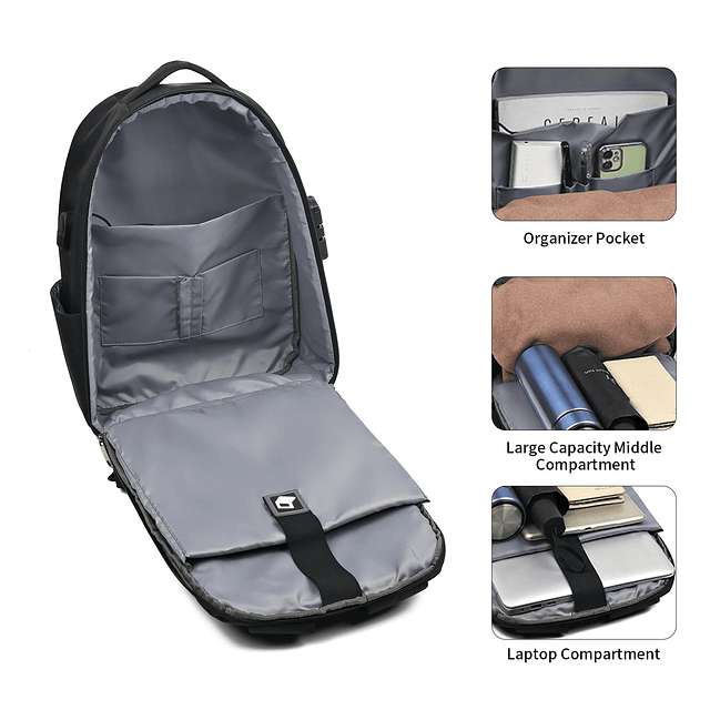 Mochila rígida antirrobo para ordenador portátil para hombre