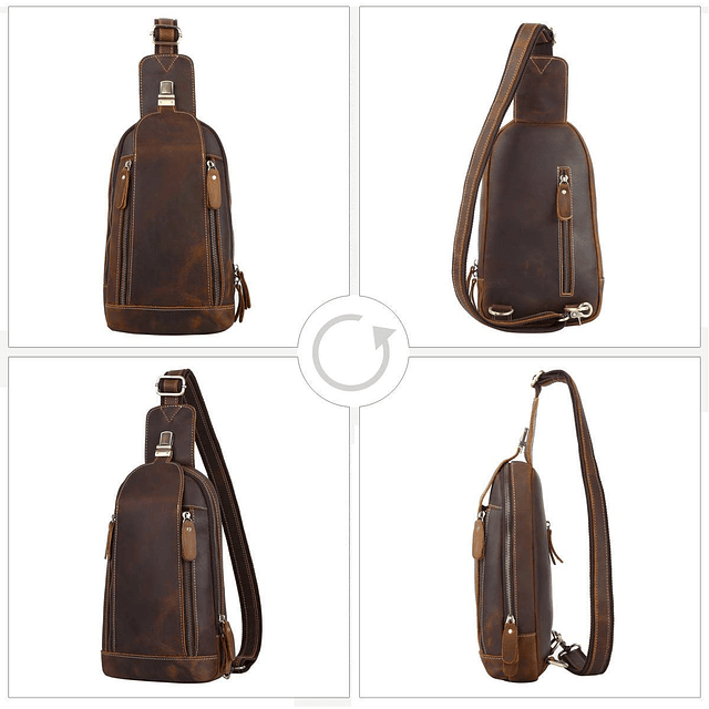 Bolso bandolera de cuero para hombre, bandolera cruzada de c