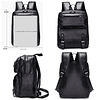 Mochila de cuero para hombres Mochila negra para computadora