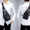 Mochila de cuero genuino para hombre, bandolera con múltiple