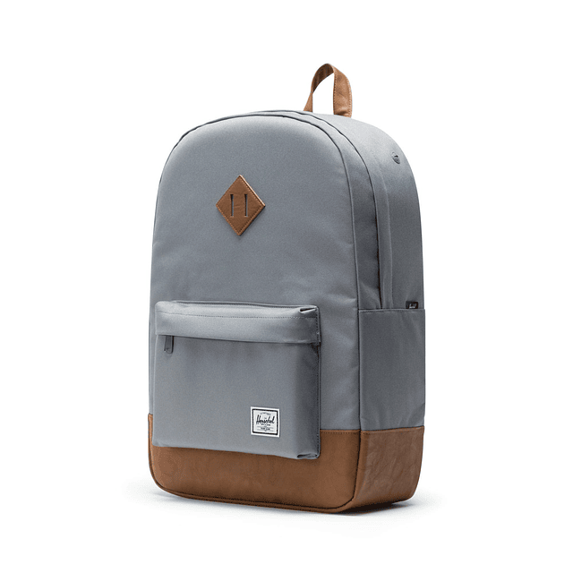 Mochila Heritage, cuero sintético gris/tostado, clásica 21,5