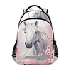 Mochilas de caballo blanco para niñas y niños, bolso de escu