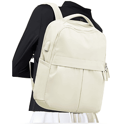 Mochila para ordenador portátil beige para mujer, mochila de