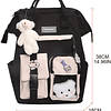 Mochila Kawaii con Colgante de Oso Kawaii y Estuche para Láp