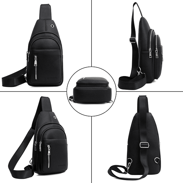 Mochila Sling para hombres Bolso de cuero en el pecho Bolsos