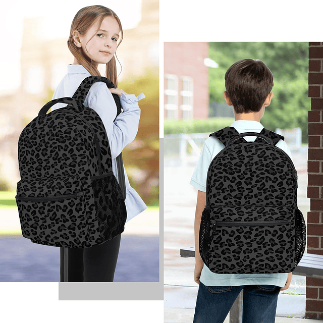 Mochila con estampado de leopardo para niños, ligera, con bo