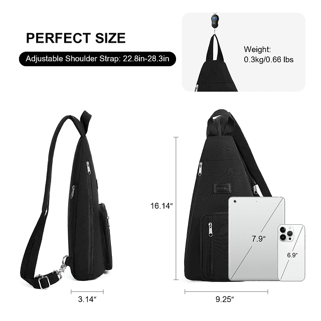 Sling Bag Mochila cruzada para mujeres y hombres 2 en 1 Bols