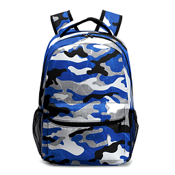 Mochila escolar azul camuflaje para niños y niñas, mochila l