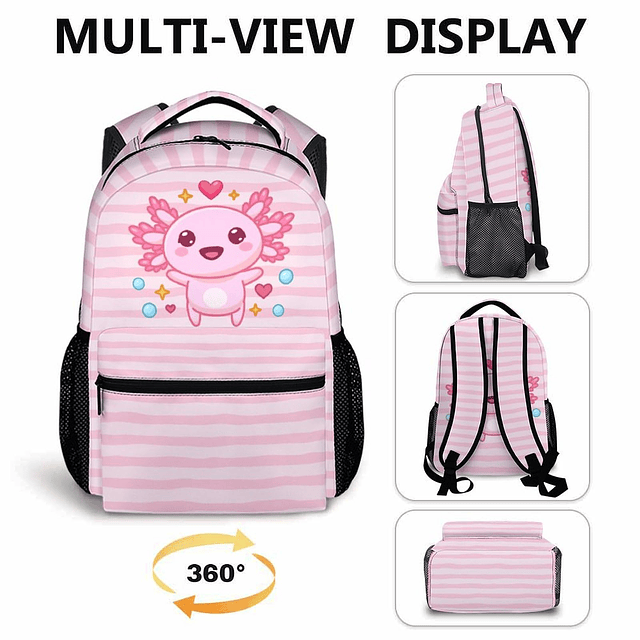 Mochila para niños para la escuela – Mochilas Axolotl rosa d