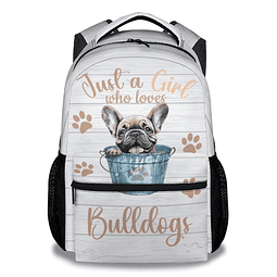 Mochila Bulldog Francés para niñas y niños, mochila escolar