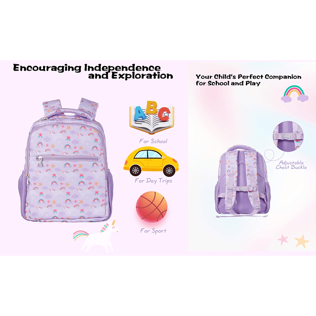 Mochila infantil de unicornio de 14 pulgadas para niñas de 4