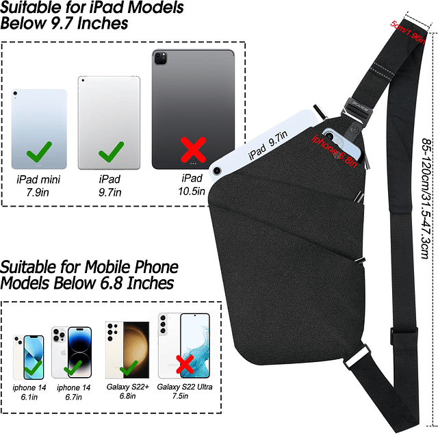 Bolso bandolera antirrobo Rfid para hombres y mujeres -Bolso