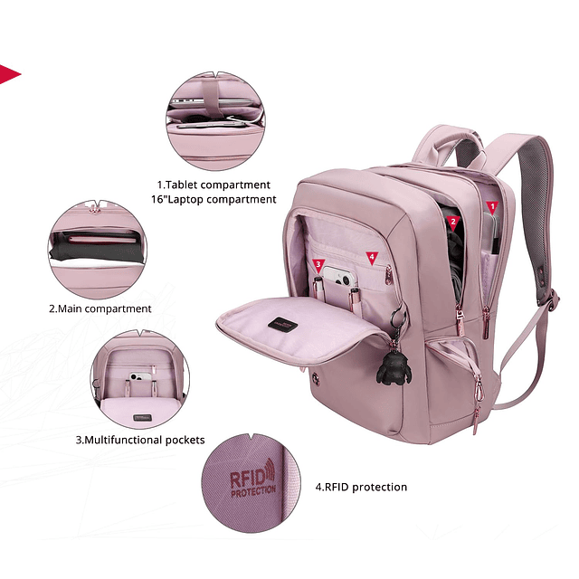 Mochila para ordenador portátil de diseño para mujer, mochil