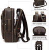 Mochila de cuero expandible vintage 2 en 1 para hombres, mal