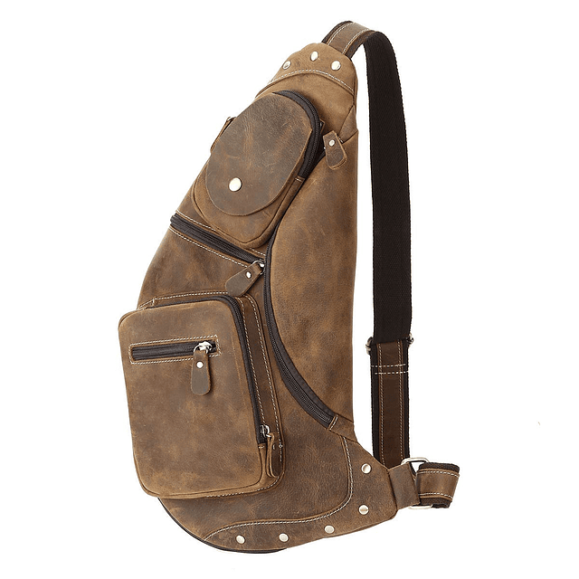 Bolso bandolera de cuero para hombre, bolso de pecho para ho