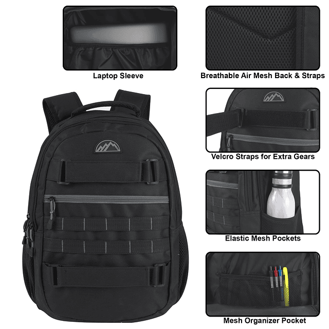 Mochila para computadora portátil con correas para monopatín