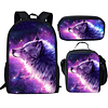 Galaxy Wolf Juego de mochila para la escuela para niñas y ni