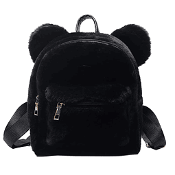 Linda mochila con orejas de oso peludas Kawaii, suave y espo