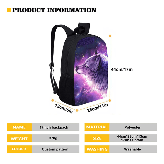 Galaxy Wolf Juego de mochila para la escuela para niñas y ni