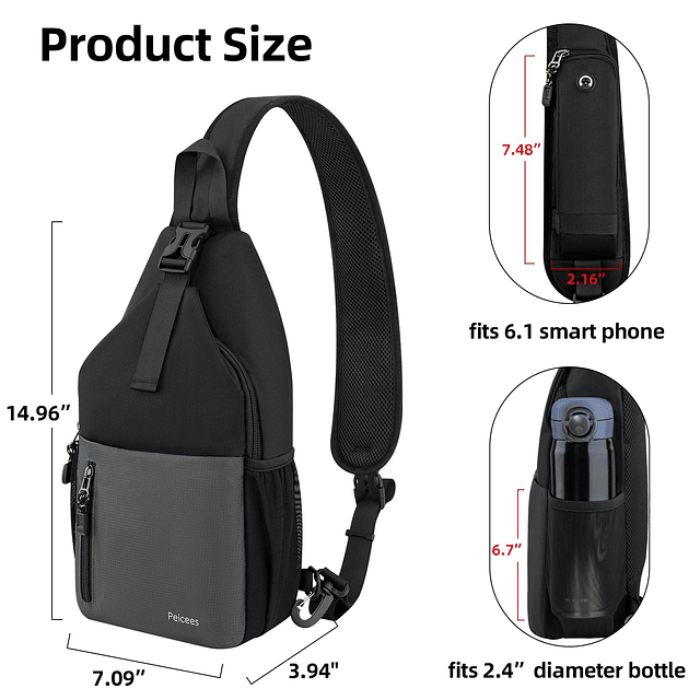 Sling Bag Mochila cruzada para hombres y mujeres Senderismo