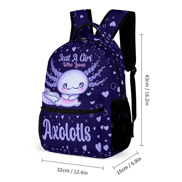 Mochila escolar Axolotl para niños, niñas y niños, mochila t