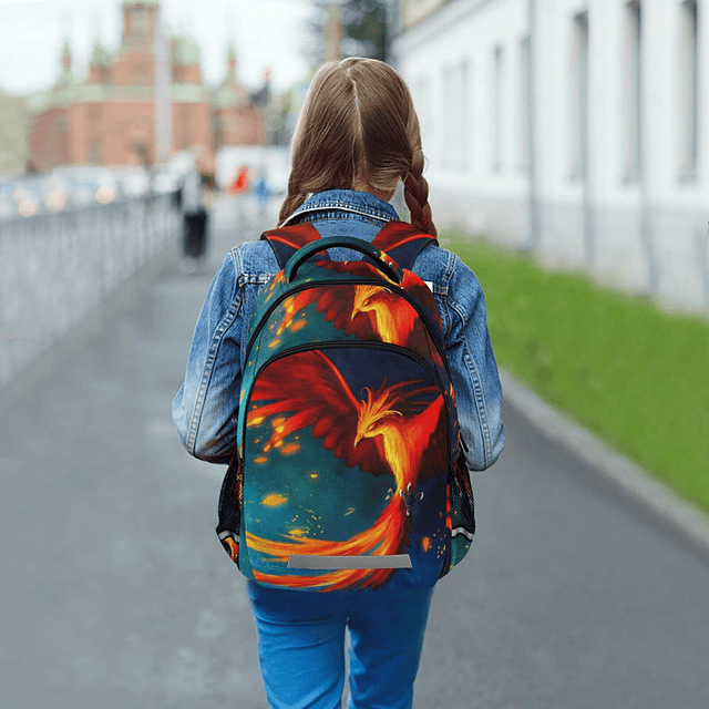 Mochila Fire Phoenix para niños y niñas, mochila escolar pri