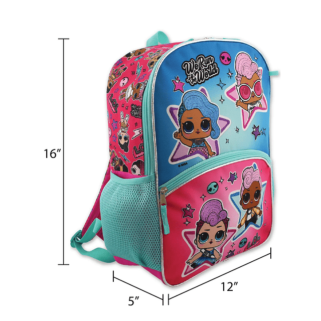 Mochila Dolls Girls de 16 pulgadas, juego escolar de 5 pieza