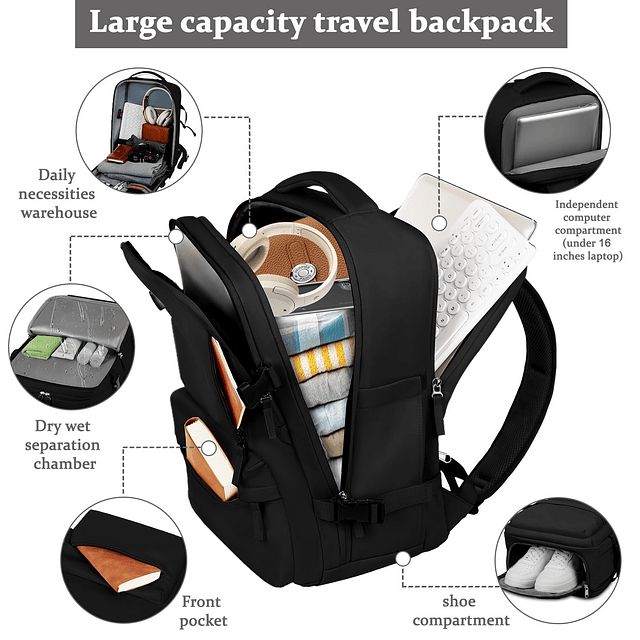 Mochila de viaje para computadora portátil para hombres y mu