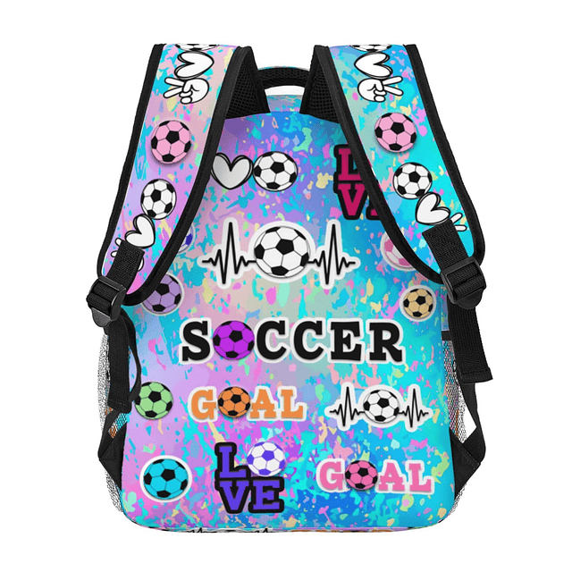 Linda mochila de fútbol con estampado de fútbol, ​​mochila e