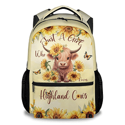 Mochila escolar para niños – Mochila linda de vaca Highland