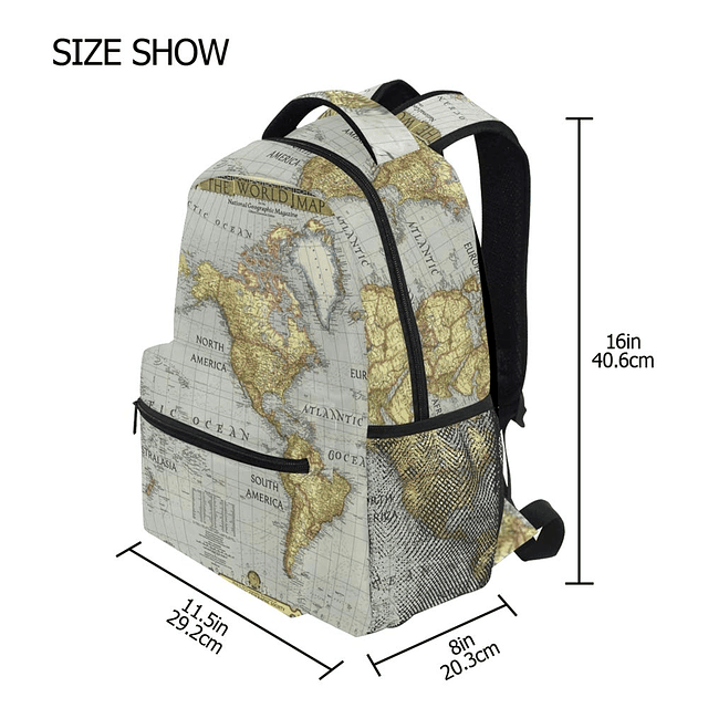 Mochila de viaje con mapa del mundo, pintura escolar, mochil