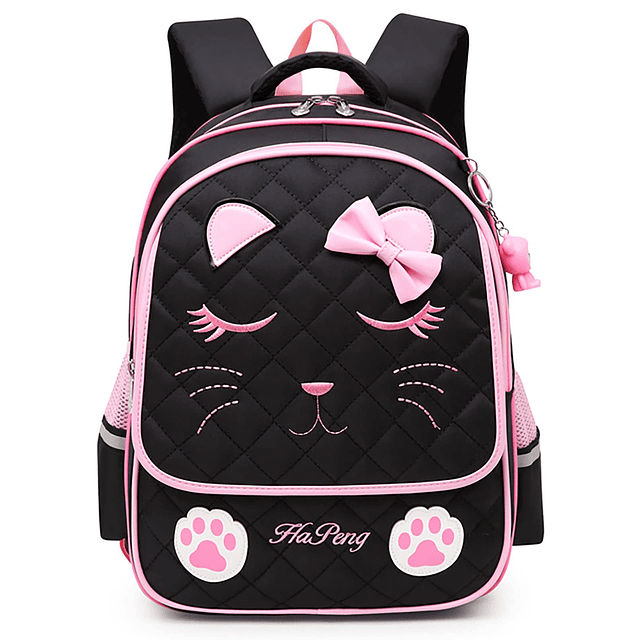 Mochila escolar con cara de gato para niñas adolescentes, li