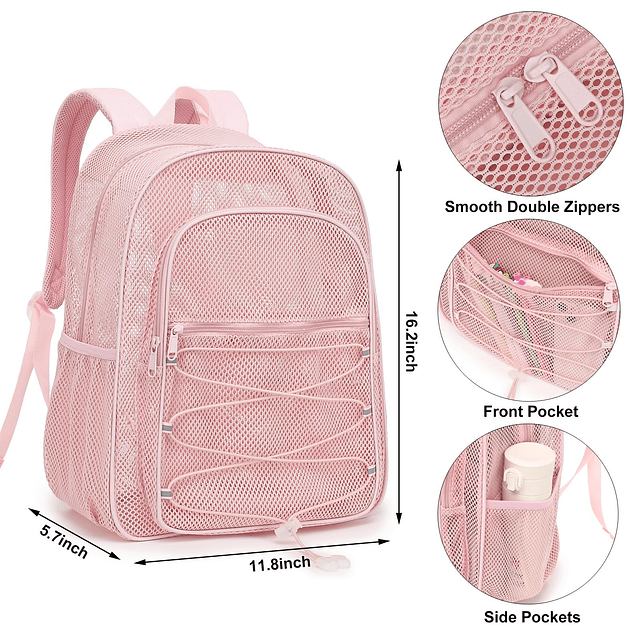 Mochila escolar de malla para niñas y niños, resistente para