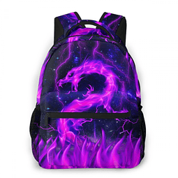 Mochila de dragón púrpura para niñas, mochilas con iluminaci