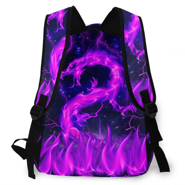 Mochila de dragón púrpura para niñas, mochilas con iluminaci