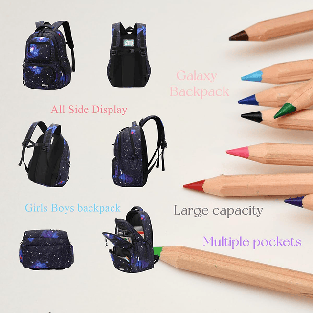 Mochila escolar Galaxy Kids para niños, estudiantes de prima