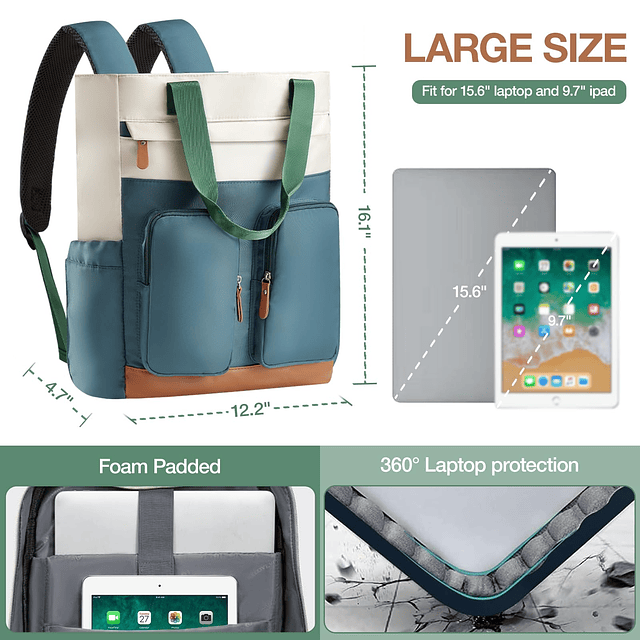 Mochila para computadora portátil para mujer, bolsa para com