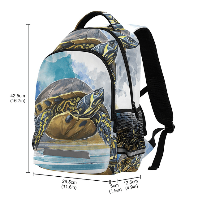 Mochila de acuarela de tortuga para niñas, niños, escuela, e