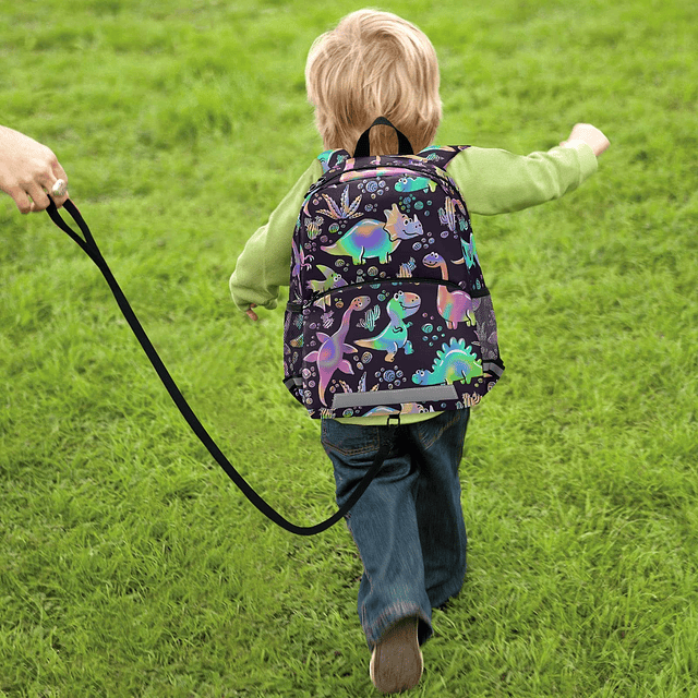 Mochila infantil con diseño de dinosaurios arcoíris para niñ