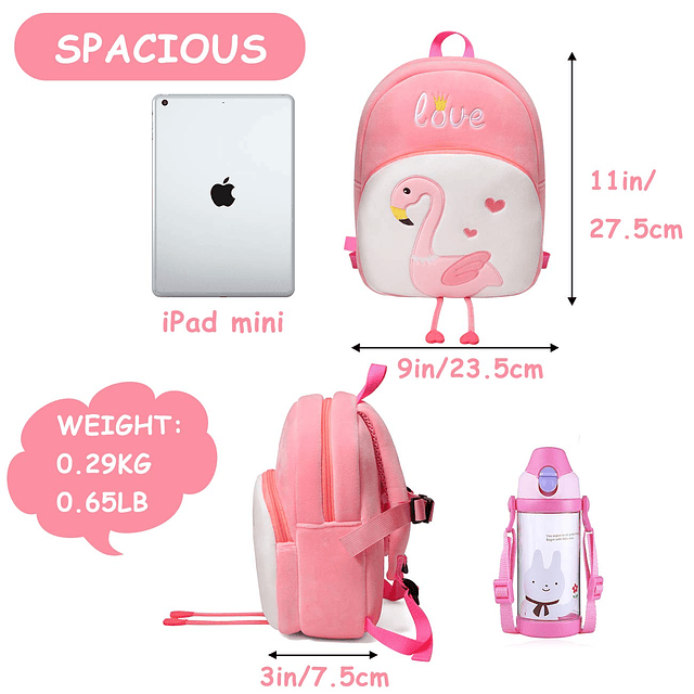 Mochila para niños pequeños, mochila de guardería de felpa l