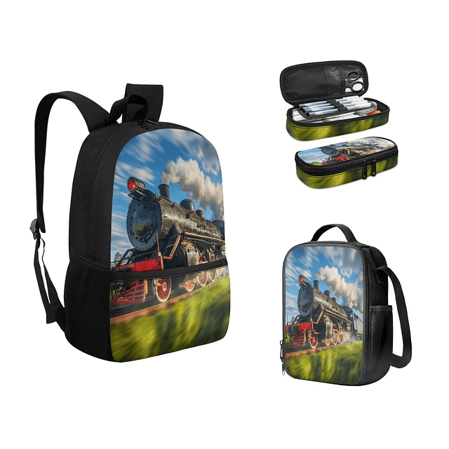 Mochila de tren Juego de mochilas escolares 3 piezas Mochila