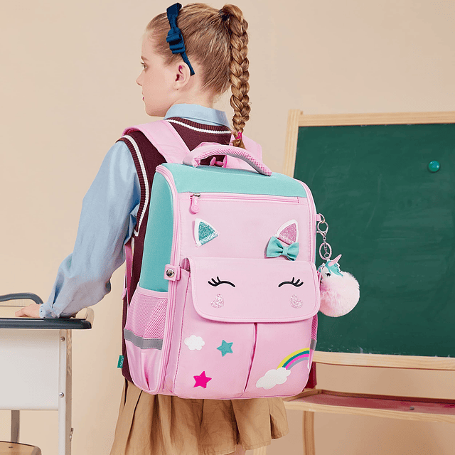 Mochilas de unicornio para niñas para la escuela Princesa Bo