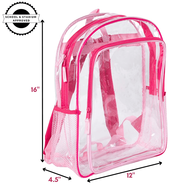 Mochila transparente rosa para la escuela, bolso transparent